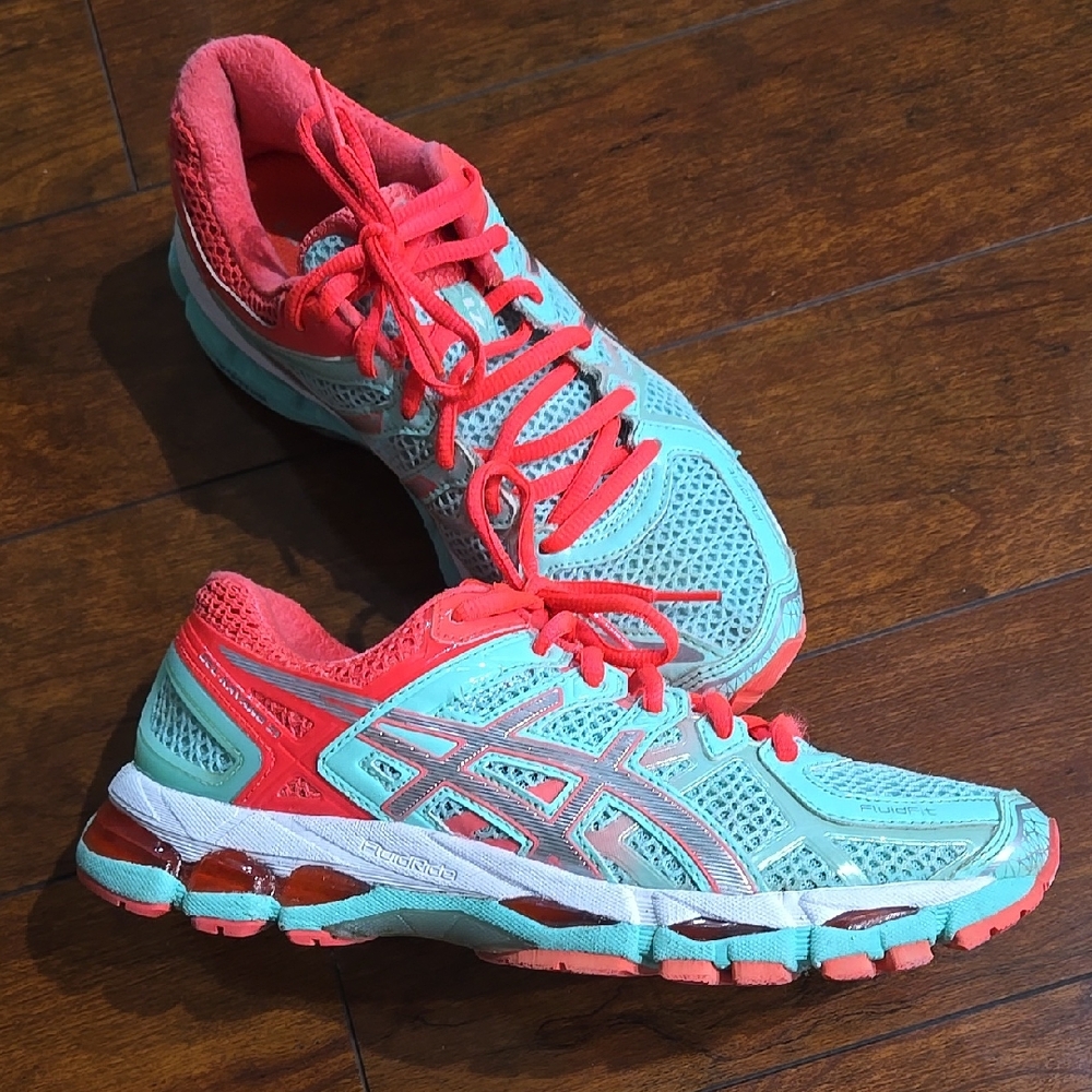 ASICS Women's Running Shoes - Teal and Coral